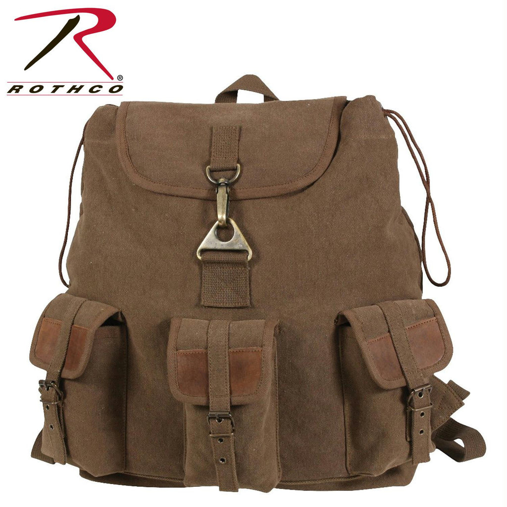 Rothco Vintage Canvas Wayfarer Backpack w- Leather Accents