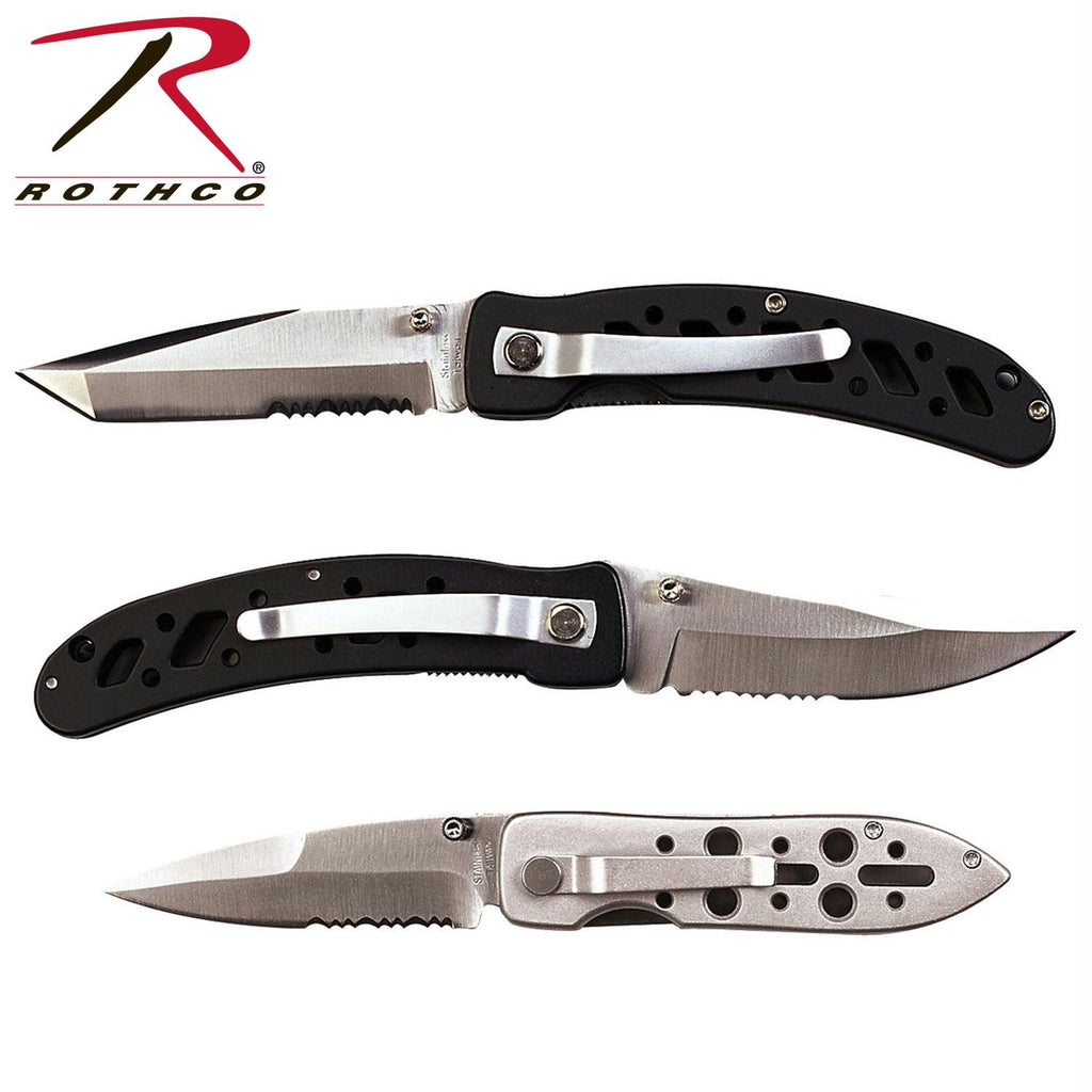 Rothco Samurai III Skeletal Handle Double-Edge Lockback Folding Knife